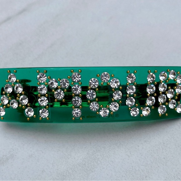 NWOT Amour Green Barrette with Crystals